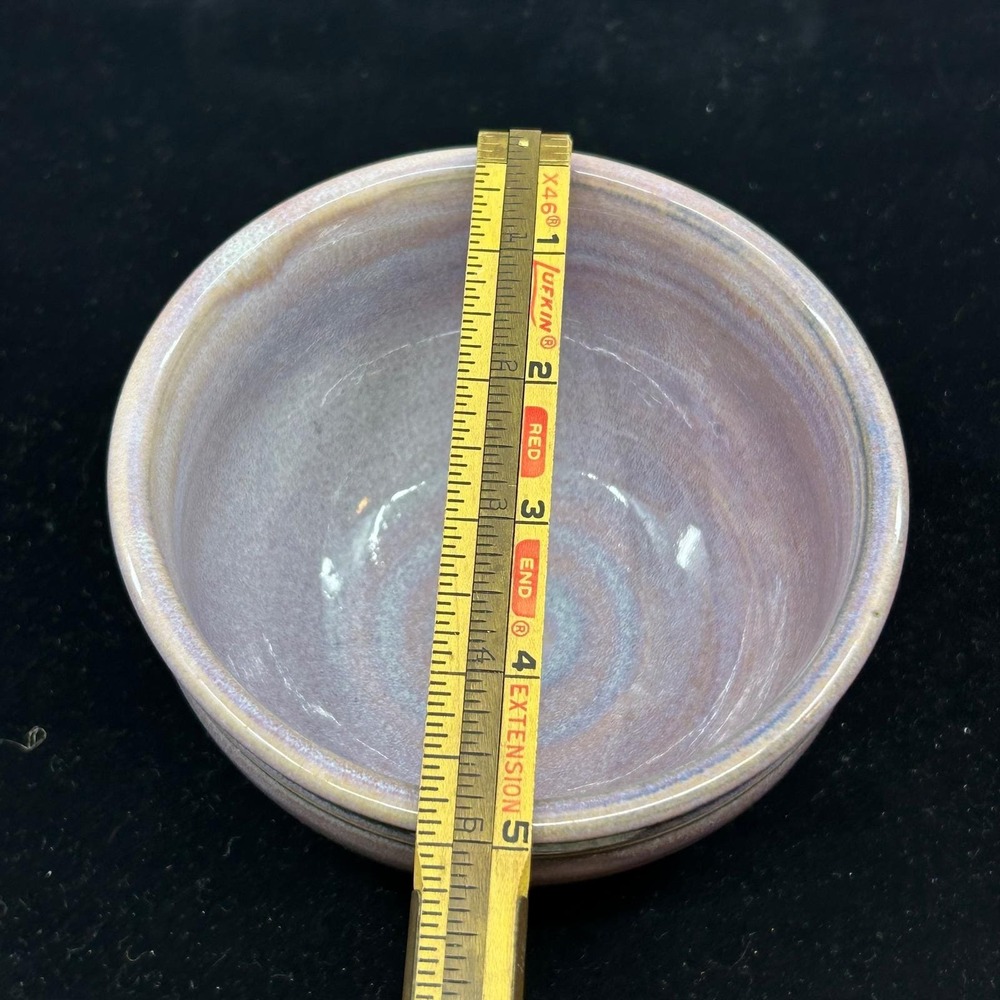Handmade Pottery Bowl Lavender Glaze Handthrown Signed Studio Pottery - Picture 11 of 12